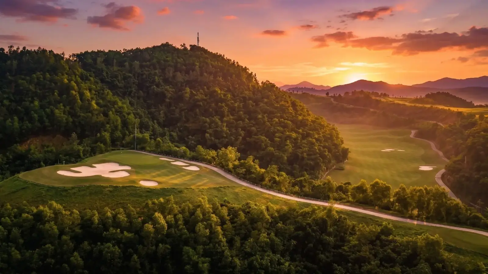 Van Tri Golf Course at sunset – panoramic view of Van Tri Golf Club, Dong Anh, Hanoi