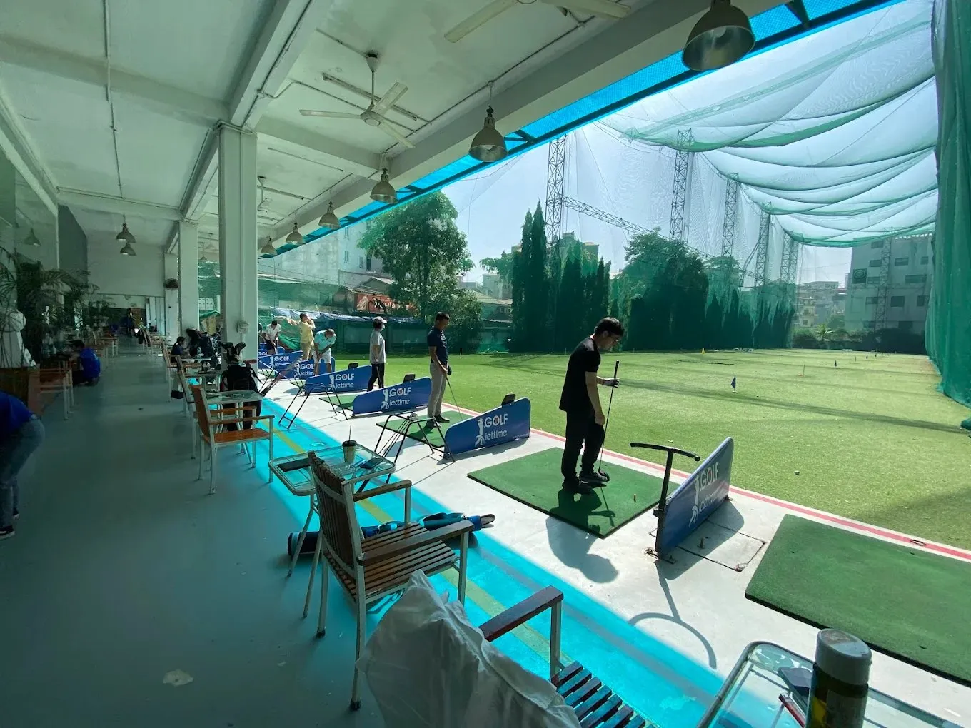 Wide-angle driving range at Viettime golf driving range