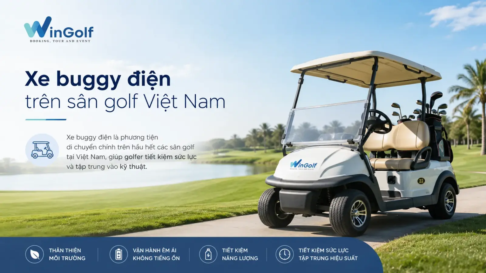 Electric golf buggy at a Vietnam golf course