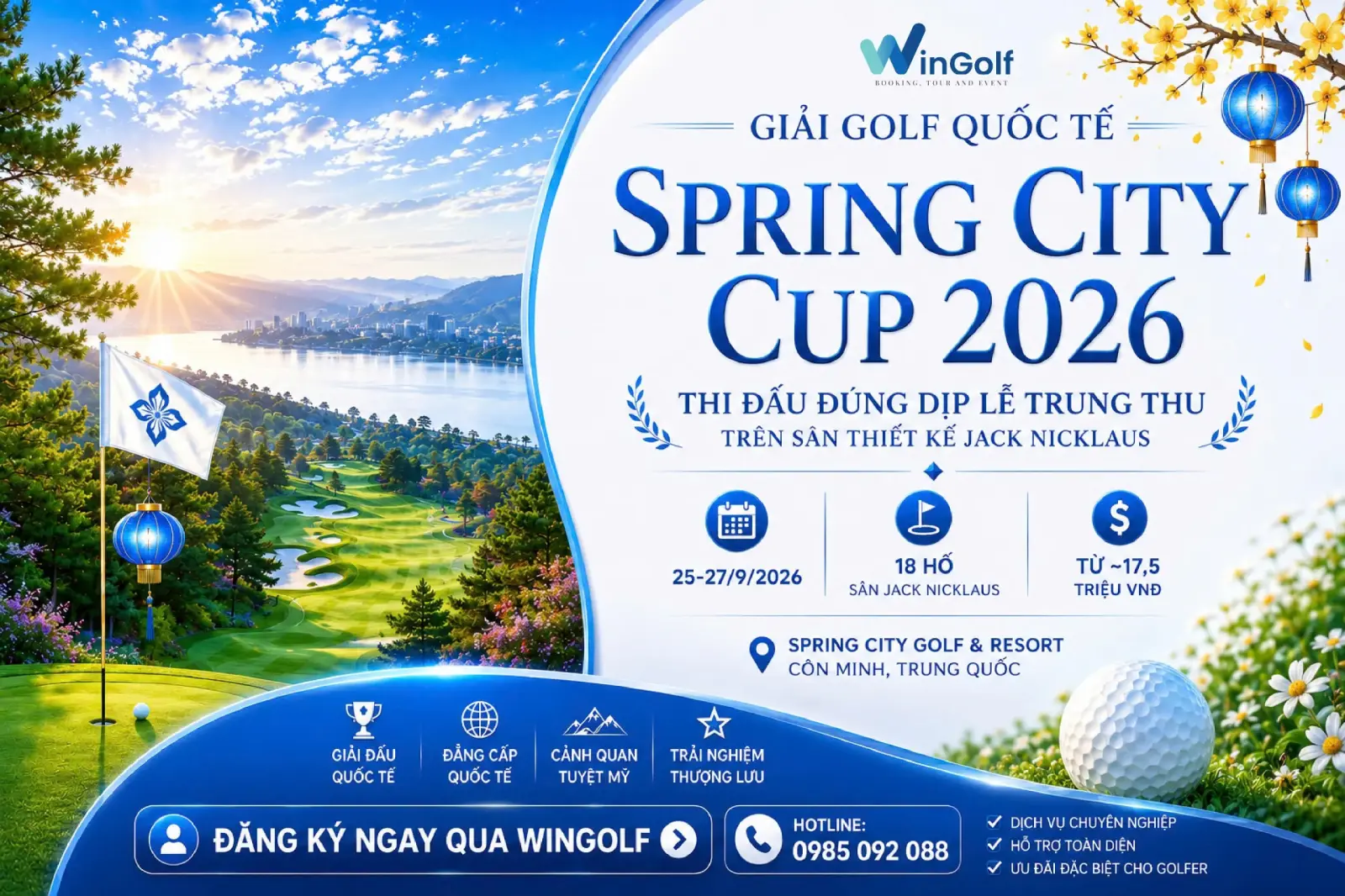 Trải Nghiệm Thi Đấu Golf Quốc Tế Spring City Cup 2026 Tại Côn Minh Chỉ Từ 17 Triệu Đồng