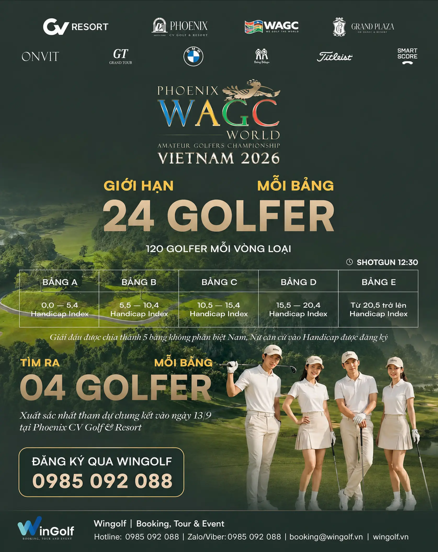 Các bảng Handicap Phoenix Tournament WAGC Vietnam 2026