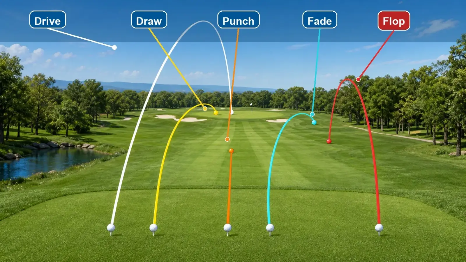 So sánh các loại cú đánh golf - Drive, Draw, Fade, Punch, Flop