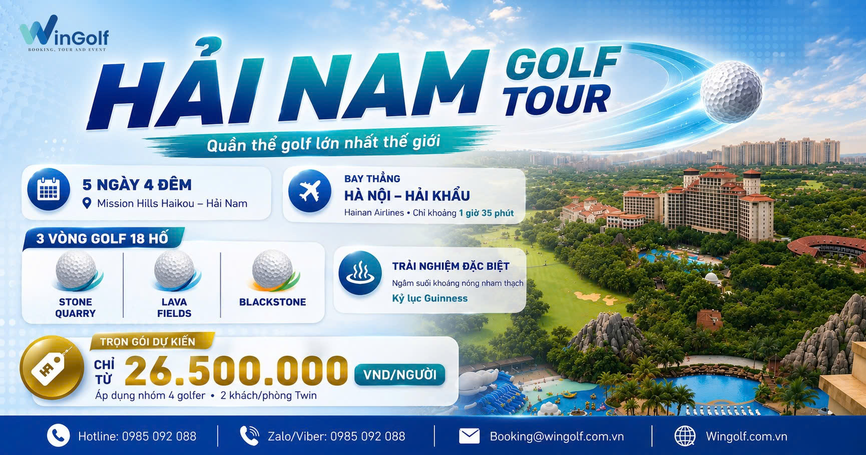 Mission Hills Haikou có gì? Trải nghiệm golf núi lửa Hải Nam